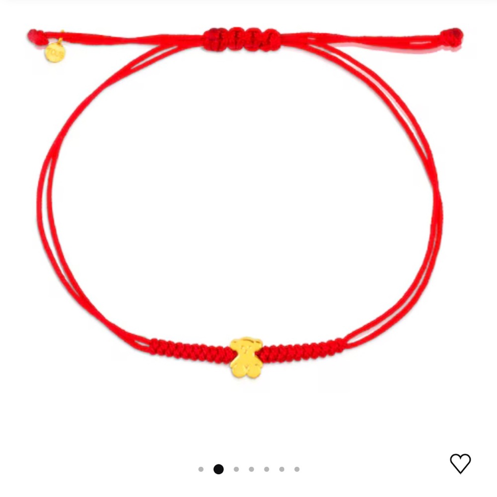 Gold Tous red teddy bear string bracelet